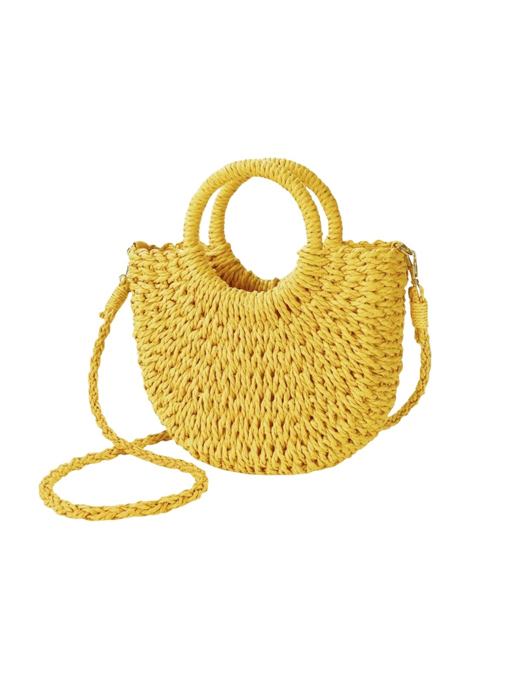 Woven Circle Crossbody Bag - Yellow